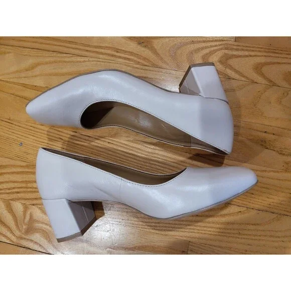 Naturalizer Womens Karina Square Toe Dressy Pump Shoe Satin Pearl White Size 6 W - Picture 7 of 8